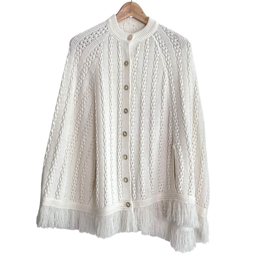 Vintage Handmade Crochet Knit Poncho